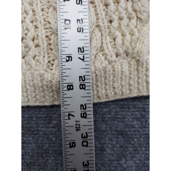 Yorkshire Knitting Sweater Womens Large Beige Fishermans Turtleneck Cable Knit - Picture 5 of 9
